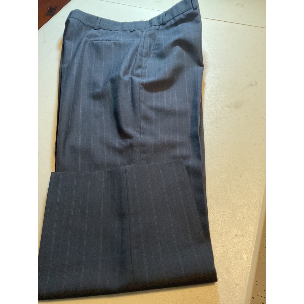 Town Craft Charcoal Gray Pinstripe Dress Pants Flat Front Trousers VO